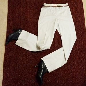 H&M B/ W pinstripe trousers w/belt sz 6